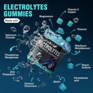 Electrolytes Gummies No Sugar, 120 Chewable Electrolyte Gummies with 6 Electroly...