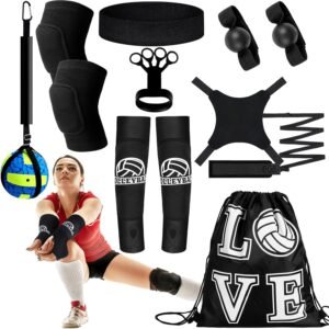 Wettarn 8 Set Volleyball Training Equipment Aid Solo Volleyball Trainer Kit, Inc...