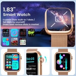 Smartwatch for Women Android Fitness Tracker: Gold Smart Watch Answer/Make Bluet...