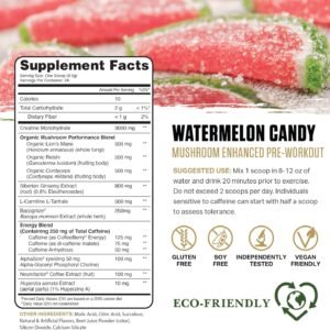 Ambrosia Kinetic Organic Preworkout, Mushroom Enhanced Natural Pre Workout Suppl...