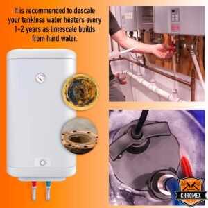 Chromex Tankless Water Heater Flush Kit, Extra Long 12 Ft Hoses with Certified L...