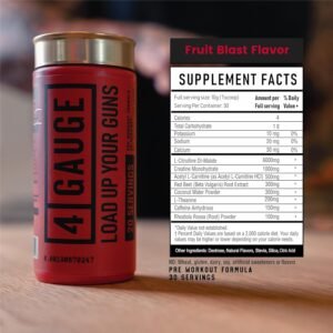 4 Gauge Explosive Preworkout without The Jitters | 30 Servings | Nitric Oxide Bo...