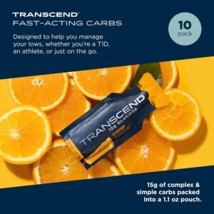 Transcend Foods Orange Gel (1.1 oz, Pack of 10) Fast-Acting Carb Gel Orange Flav...