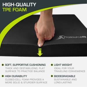 ProsourceFit Exercise Balance Pad – Non-Slip Cushioned Foam Mat & Knee Pad for F...