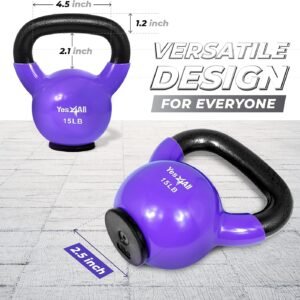 Yes4All Kettlebells Rubber Base, Kettlebell Set for Women, Strength Training Ket...