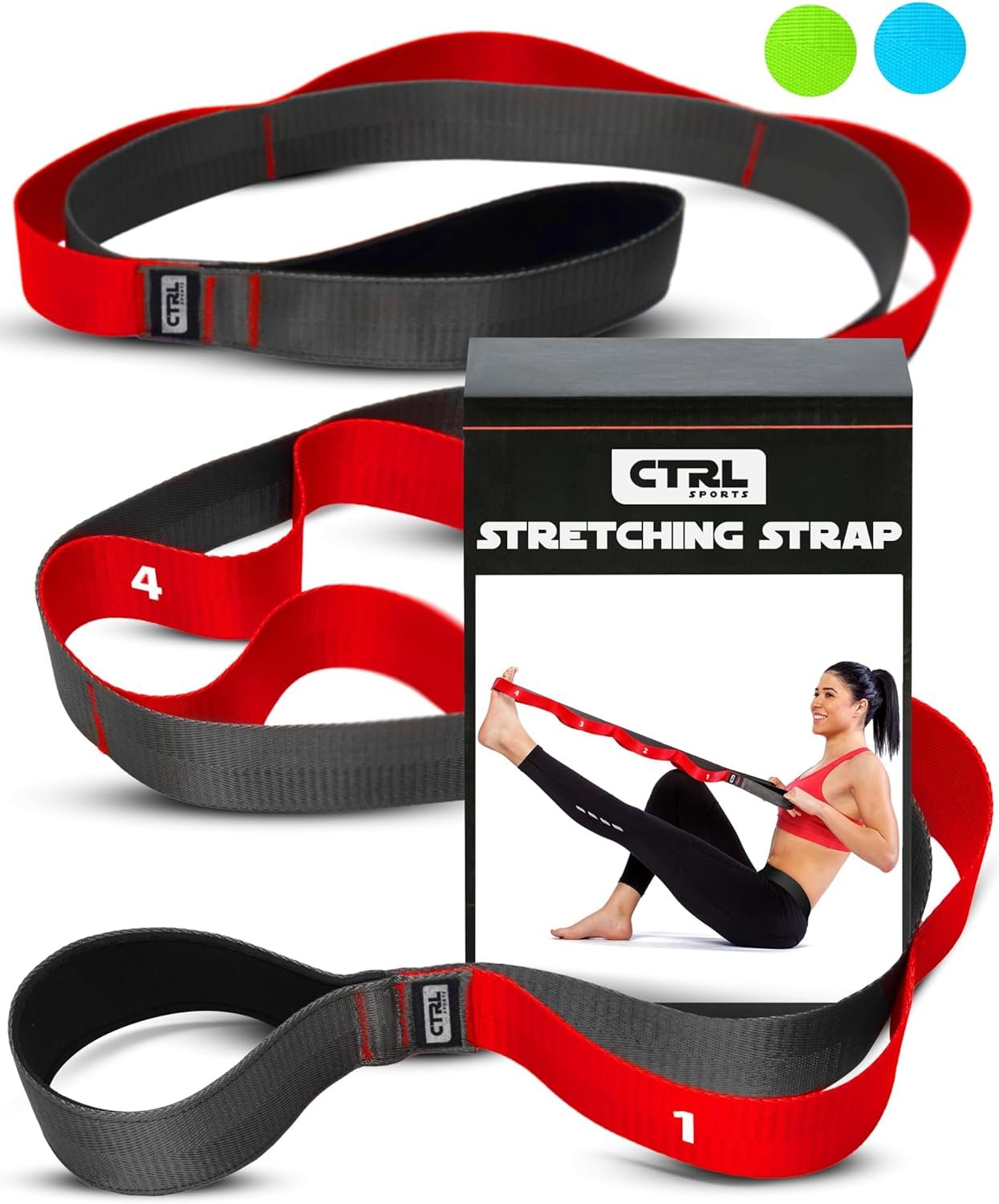 Stretching Strap with Loops - Non Elastic Stretch Band for Physical Therapy, Yog...