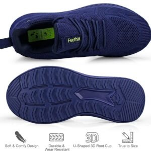 Feethit Mens Non Slip Walking Sneakers Lightweight Breathable Slip on Running Sh...