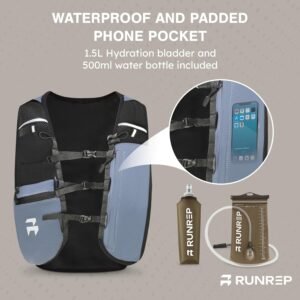 Running Vest for Women and Men with 1.5L Bladder Running Water Bottle, Phone Hol...