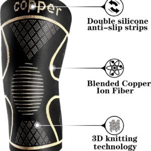 Copper Knee Braces for Knee Pain Women and Men (2 Pack), Knee Compression Sleeve...