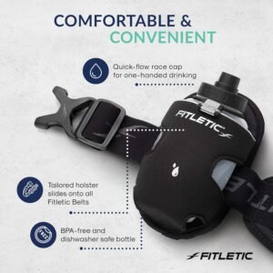 Fitletic 8-ounce Sport Water Bottle with Holster Attachable to Belts. No-Bite Ca...