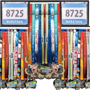 Shimeyao Race Bib and Medal Display Hanger, Metal Medal Rack Holder Wall Mounted...