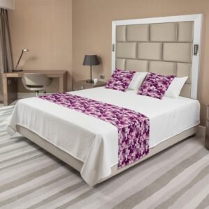 Ambesonne Abstract Bed Runner Set, Army Camouflage Patterns Commando Uniforms Mo...