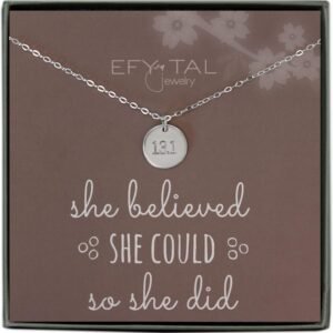 EFYTAL Half Marathon 13.1 Necklace, 925 Sterling Silver Disc Jewelry Gift for At...