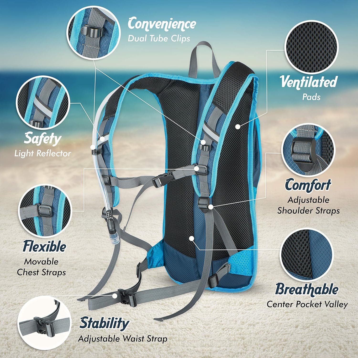 JTRYBE Hydration Pack for Running, Biking with Hydration Bladder 2L. Awesome Wat...