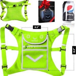 Lime Green Running Mini Backpack Vest for Men & Women - Reflective w/360°Hi-Viz,...