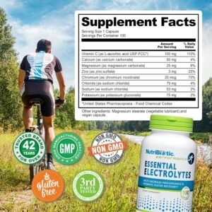 NutriBiotic Essential Electrolytes, 100 Ct Capsules | Supports Increased Perform...