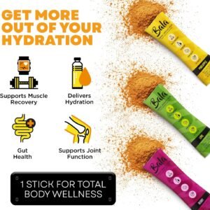 BALA Hydration Turmeric Drink Mix Packet | Sugar-Free Electrolyte Powder, Muscle...