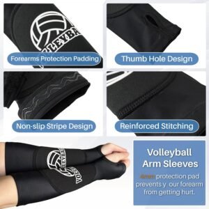 Volleyball Arm Sleeves and Knee Pads Set Passing Forearm Sleeves with Protection...