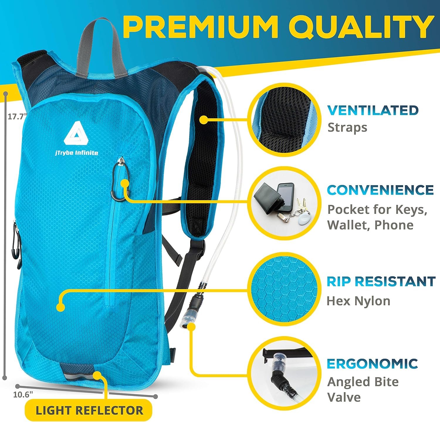 JTRYBE Hydration Pack for Running, Biking with Hydration Bladder 2L. Awesome Wat...