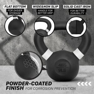 Yes4All Kettlebell Weights Cast Iron/Kettlebells Powder Coated - Strength Traini...