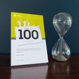 100 day Marathon and Race Day Count Down 5.75"x3.75" Black and Yellow Tear Off C...