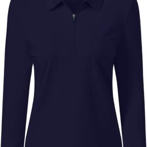 JINSHI Women's Golf Polo Shirt Long Sleeves Zip Up Sport Active Shirts Quick Dry...