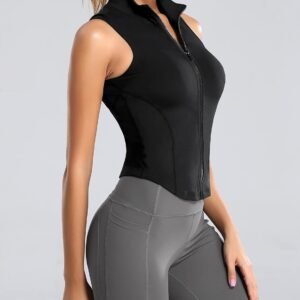 Flygo Women's Full Zip Sleeveless Workout Yoga Active Jacket Vest Golf Shirts