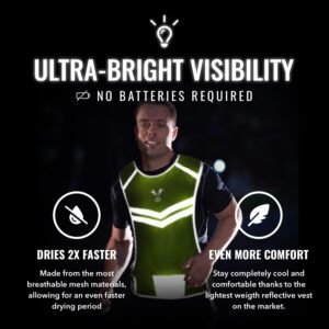 Running Reflective Vest with Inside Pocket and 2 Bands, High Visibility Reflecti...