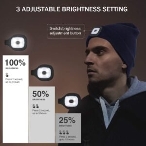 YunTuo LED Beanie with The Light, Unisex USB Rechargeable Headlamp Winter Knitte...