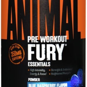 Animal Fury Pre Workout Powder - Energy and Focus Supplement with 5g BCAA, 350mg...