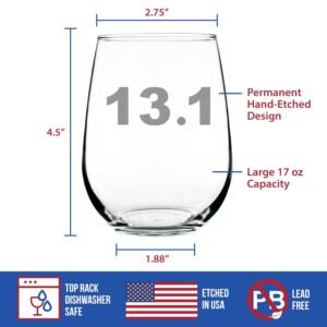 13.1 Half Marathon Stemless Wine Glass - Gifts for Half Marathon Runners - Large...