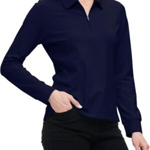 JINSHI Women's Golf Polo Shirt Long Sleeves Zip Up Sport Active Shirts Quick Dry...
