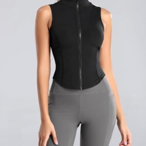 Flygo Women's Full Zip Sleeveless Workout Yoga Active Jacket Vest Golf Shirts