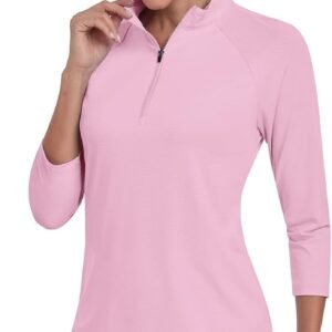 Soneven Womens 3/4 Sleeve Shirt UPF 50+ Moisture Wicking Golf Polo Shirt for Cas...
