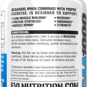 BCAAs Amino Acids Supplement for Men - EVL 2:1:1 5g BCAA Capsules for Post Worko...