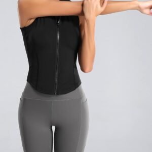 Flygo Women's Full Zip Sleeveless Workout Yoga Active Jacket Vest Golf Shirts
