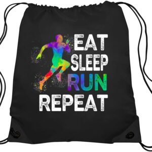 Haizct Eat Sleep Run Repeat Running Drawstring Backpacks, Unisex Running Bags fo...