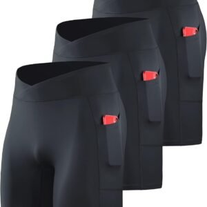 NELEUS Men's Compression Short with Pocket Dry Fit Yoga Running Shorts Pack of 3