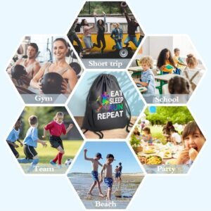 Haizct Eat Sleep Run Repeat Running Drawstring Backpacks, Unisex Running Bags fo...