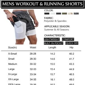 DIOTSR Mens 2 in 1 Running Workout Shorts Lightweight Athletic Gym Shorts with P...