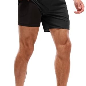 Aolesy Men's Workout Shorts with Liner - 5'' Quick Dry 2 in 1 Running Shorts Spo...