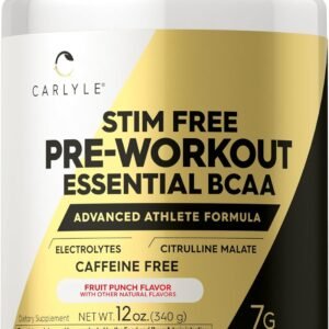 Carlyle Stim Free Pre Workout Powder | BCAA Amino Acids | 7g BCAA | Fruit Punch ...