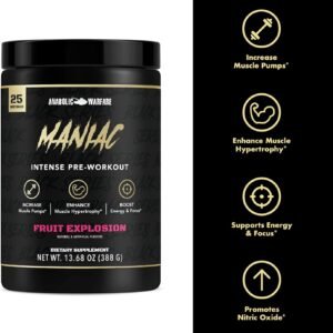 Anabolic Warfare Black Series Maniac, Pre-Workout Powder, Supports Nitric Oxide,...