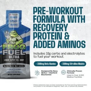 Frog Fuel Ultra Pre Workout Shot & Energy Gel with 1500mg Beta Alanine, Electrol...