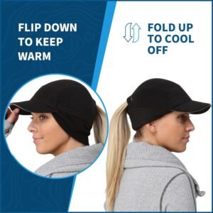 TrailHeads Fleece Ponytail Hat for Women – Trailblazer Reflective Winter Hat wit...