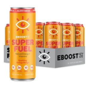 EBOOST Super Fuel Natural Energy Drink - Orange Mango - 12 Pack x 11.5 Fl Oz - N...