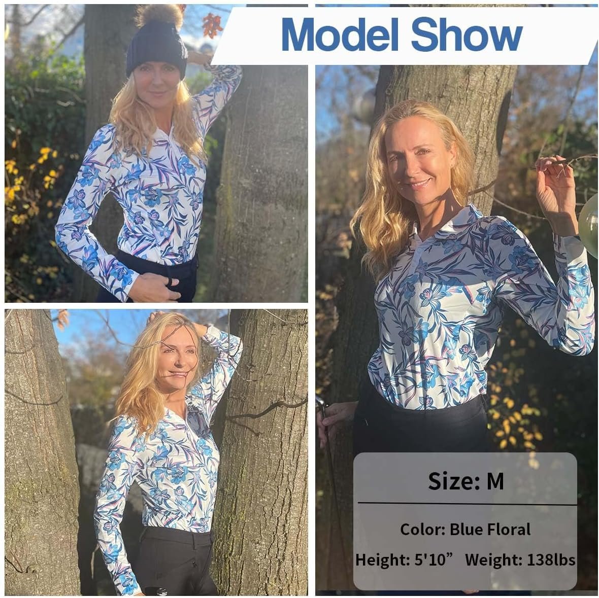 Soneven Womens Golf Shirts Moisture Wicking Long Sleeve Polo Shirts Collared V-N...