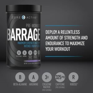Barrage Pre Workout Powder - Preworkout for Women & Men, Creatine Powder, Beta A...