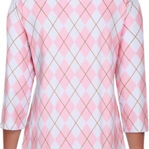 Tanst Sky Womens Golf Polo Shirts Zipper 3/4 Sleeve Moisture Wicking Tops UPF 50...