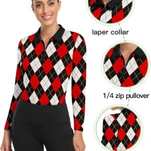 Soneven Women's Golf Shirt Moisture Wicking Long Sleeve Shirt Half Zip Pullover ...